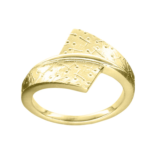 Ola Gorie gold Breeze ring with modern nature pattern 