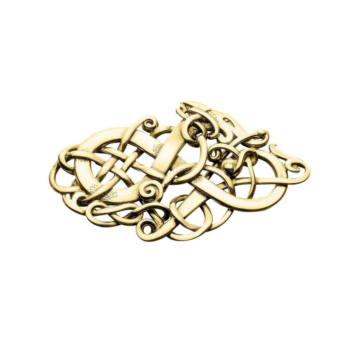 A gold brooch with Twisting, plant-like tendril design from the Alskog Collection