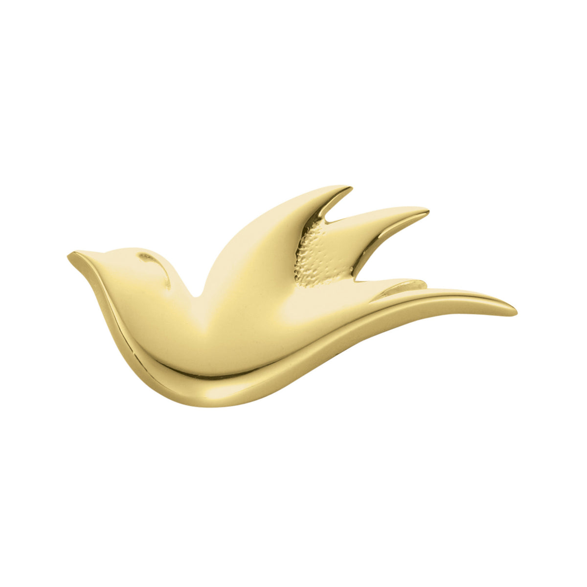 A gold brooch with detailed bird design