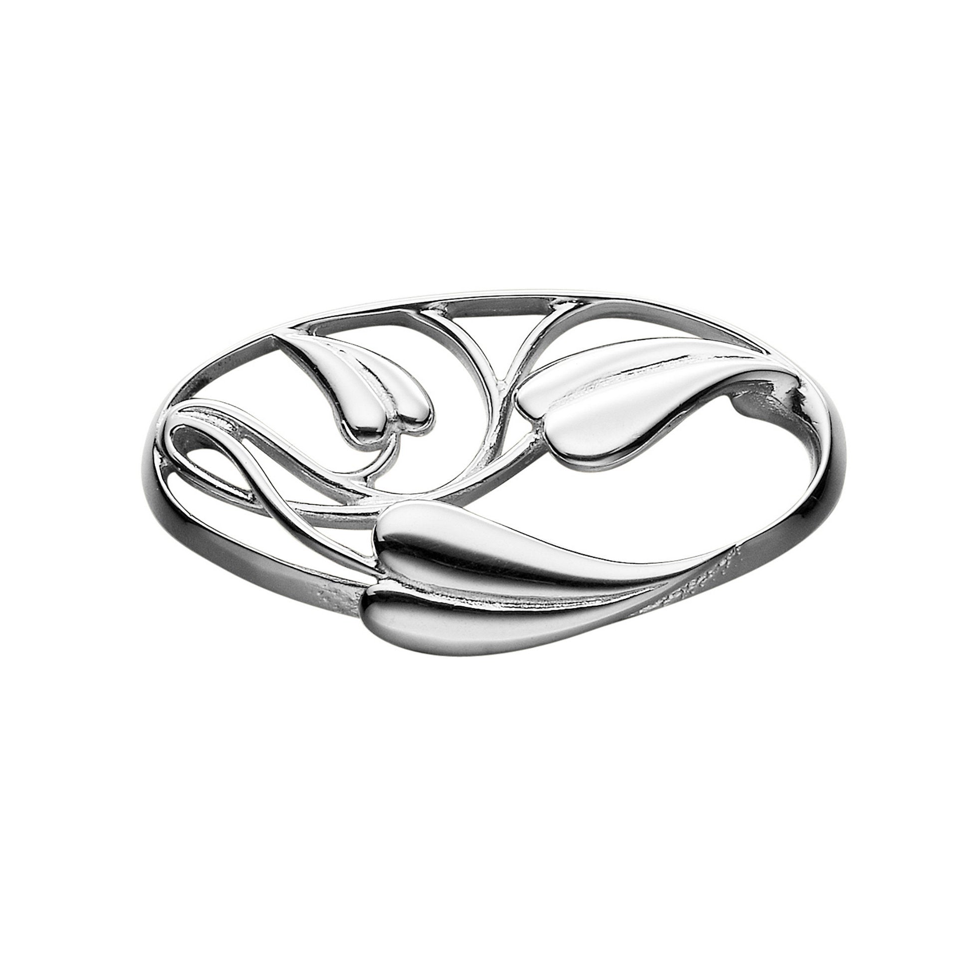 A silver brooch with a entwined leaf design from the Cecily Collection