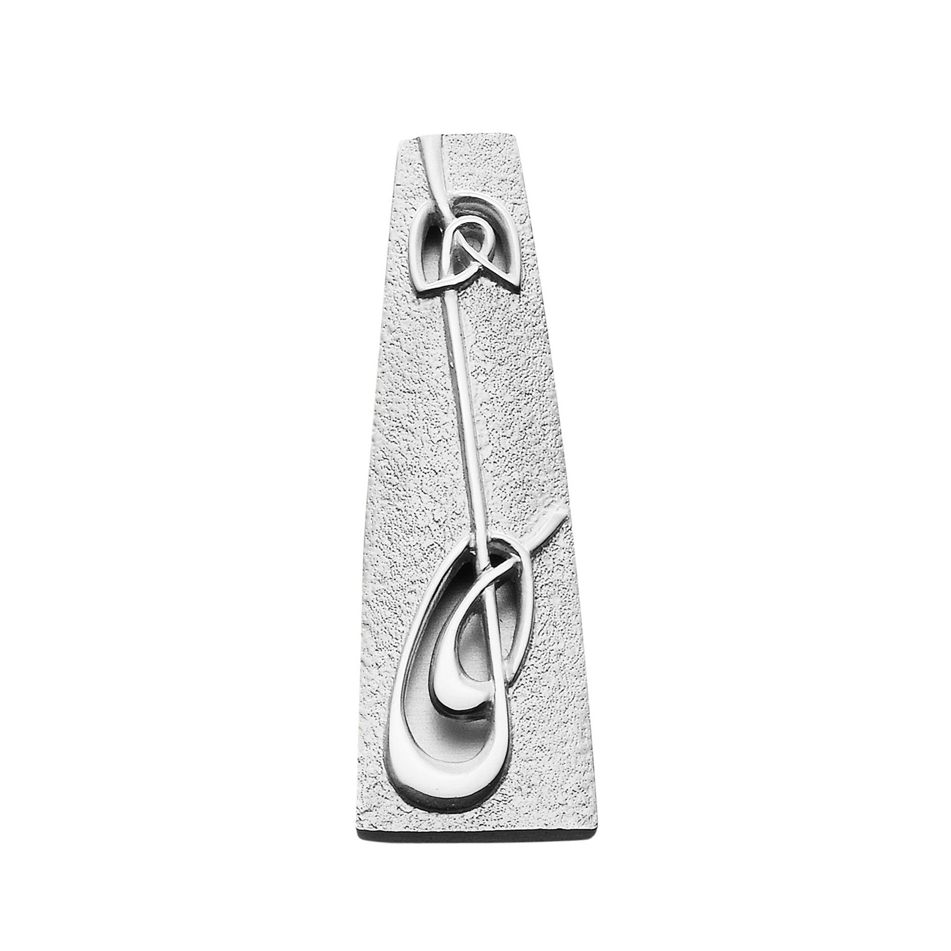 A long silver brooch with detailed knotted celtic design from the Aikerness Collection