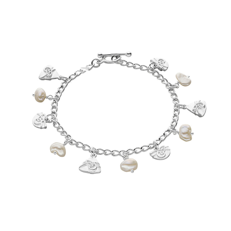 Aikerness Charm & White Pearl Bracelet
