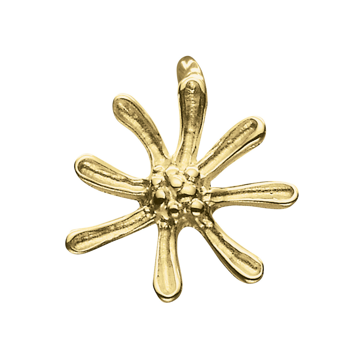 A gold charm in the shape of a Honeysuckle