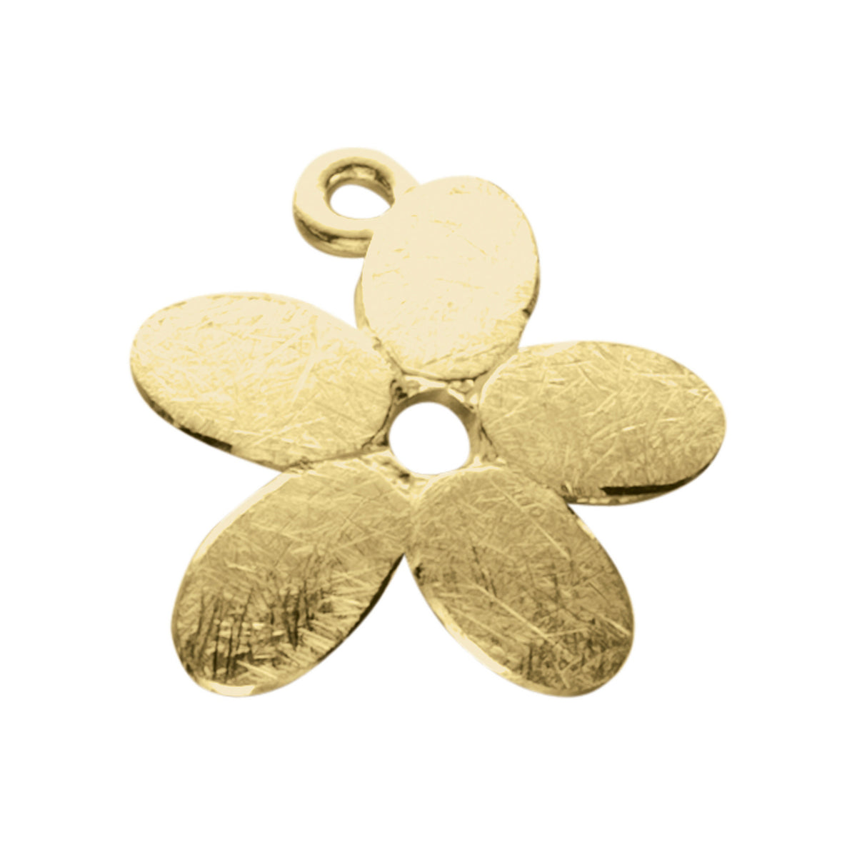 A gold charm with a flower design from the Pure Collection