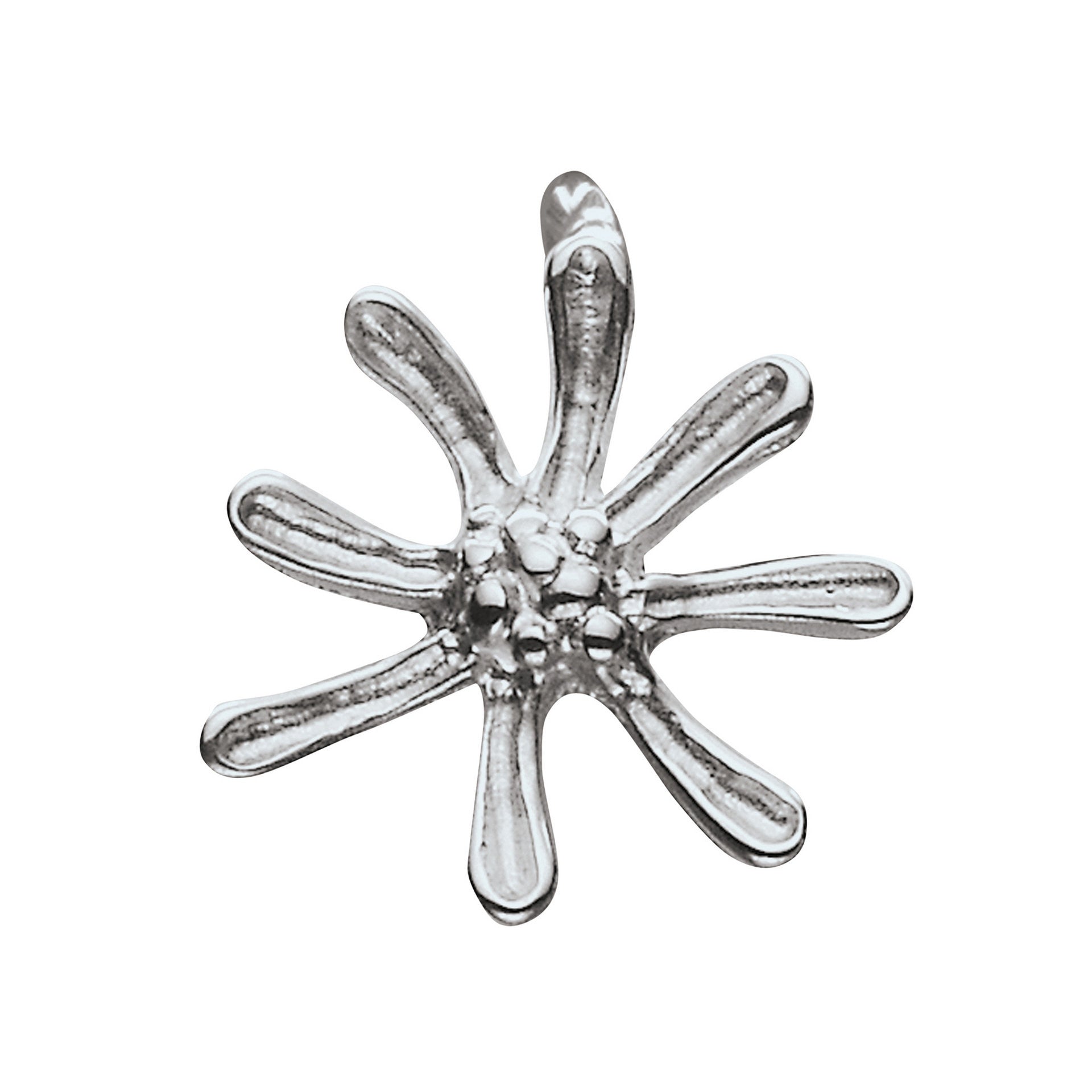 A silver charm in the shape of a Honeysuckle