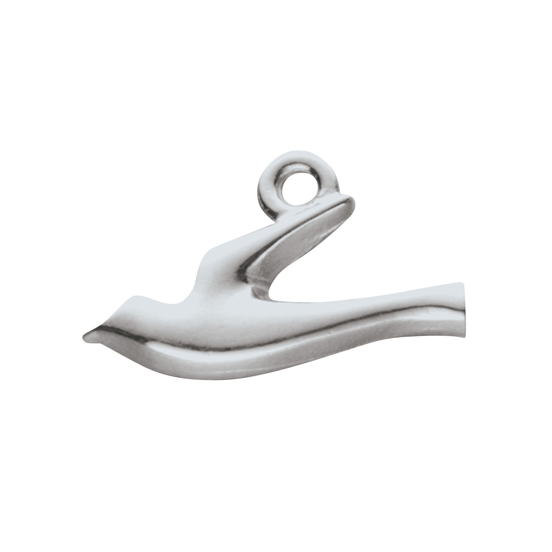 A silver charm in the shape of a bird from the Birdland Collection