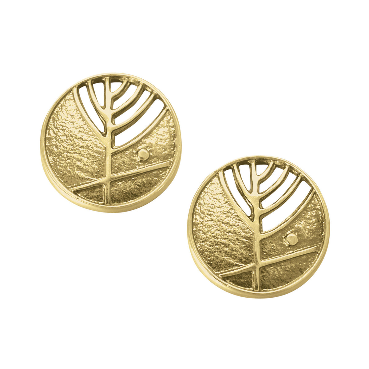 A pair of gold cuff links with ruins design from the Ingibiorg Collection