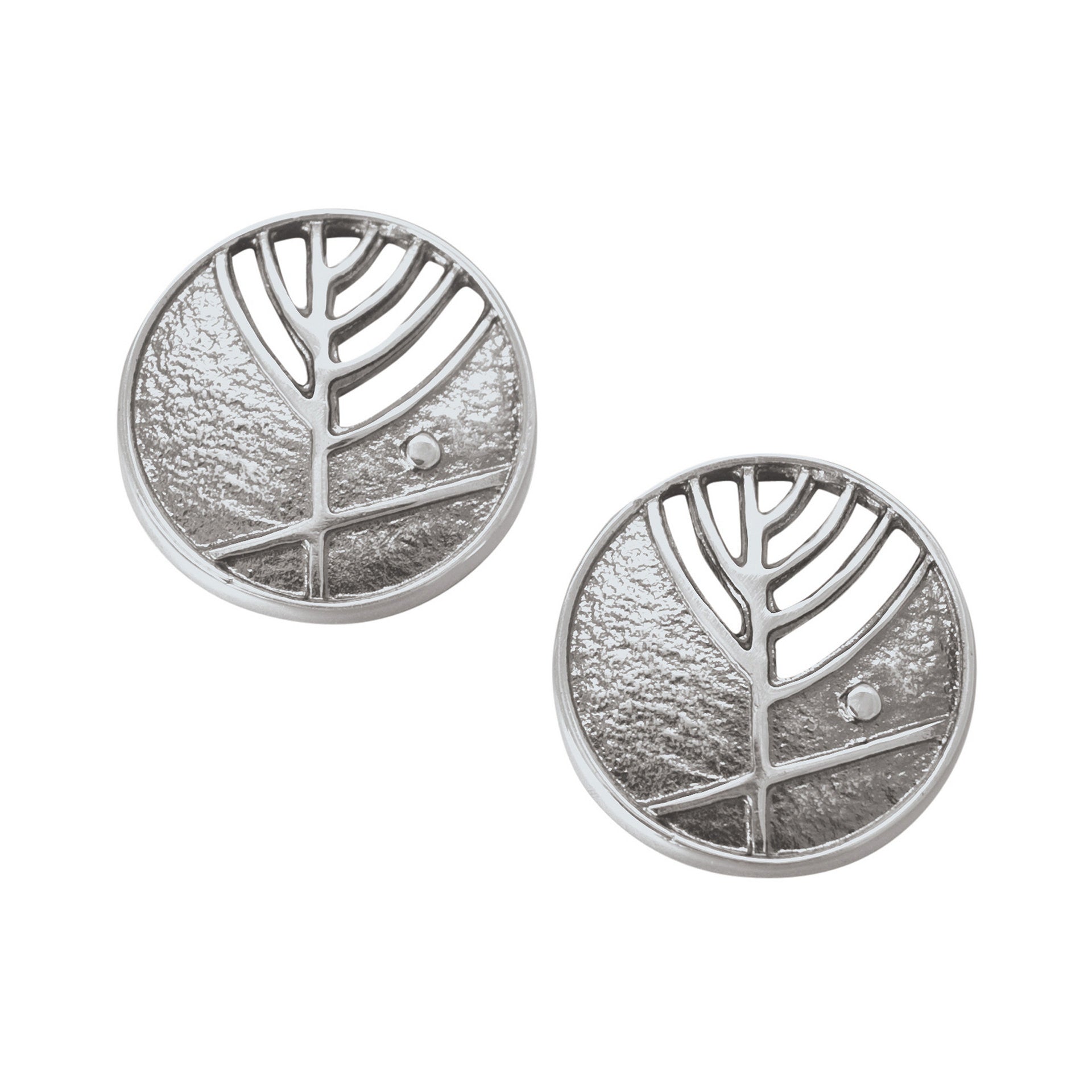 A pair of silver cuff links with ruins design from the Ingibiorg Collection