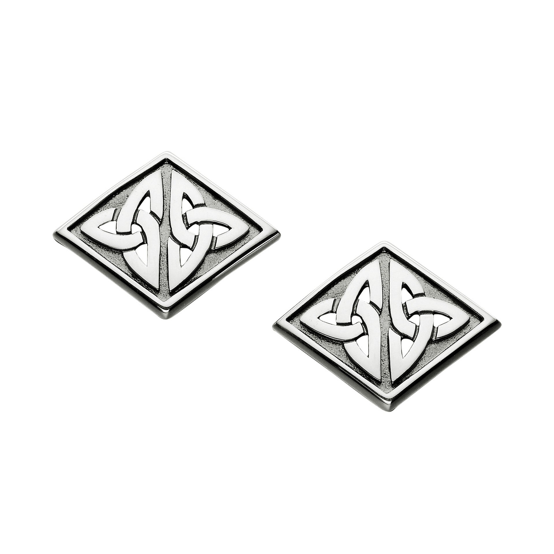 A pair of silver cuff links with celtic design from the Kells Diamond Collection