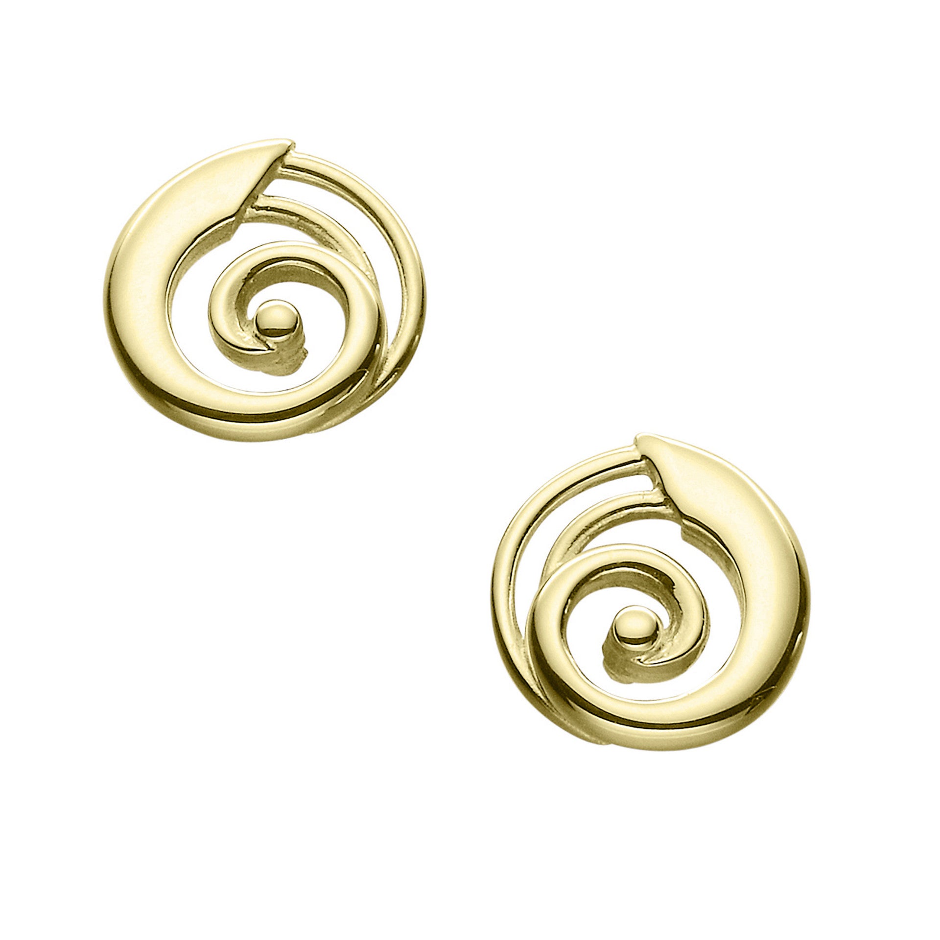 A pair of gold stud earrings with a celtic design from the Kells Round Collection