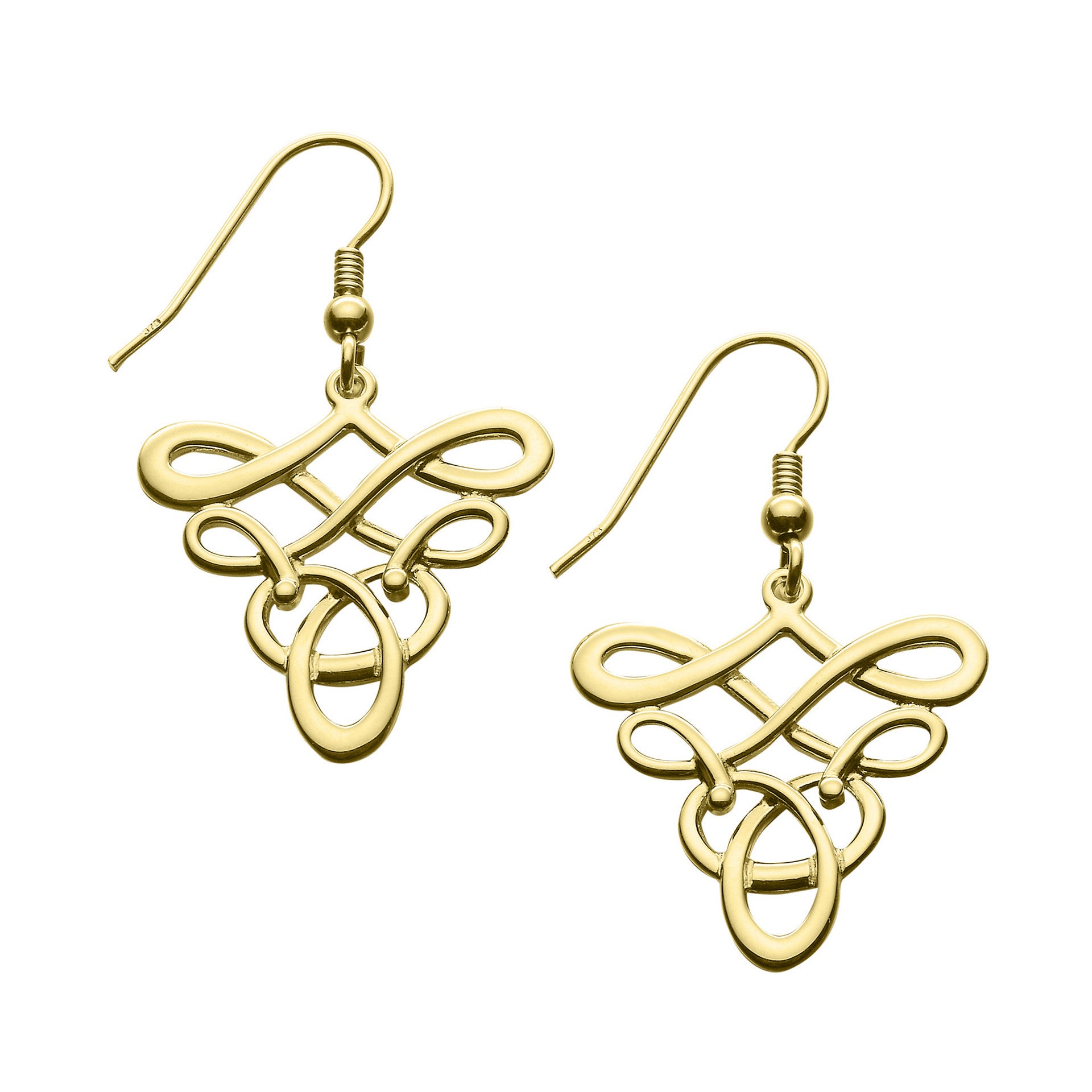 A pair of gold drop earrings from the Tudor Collection