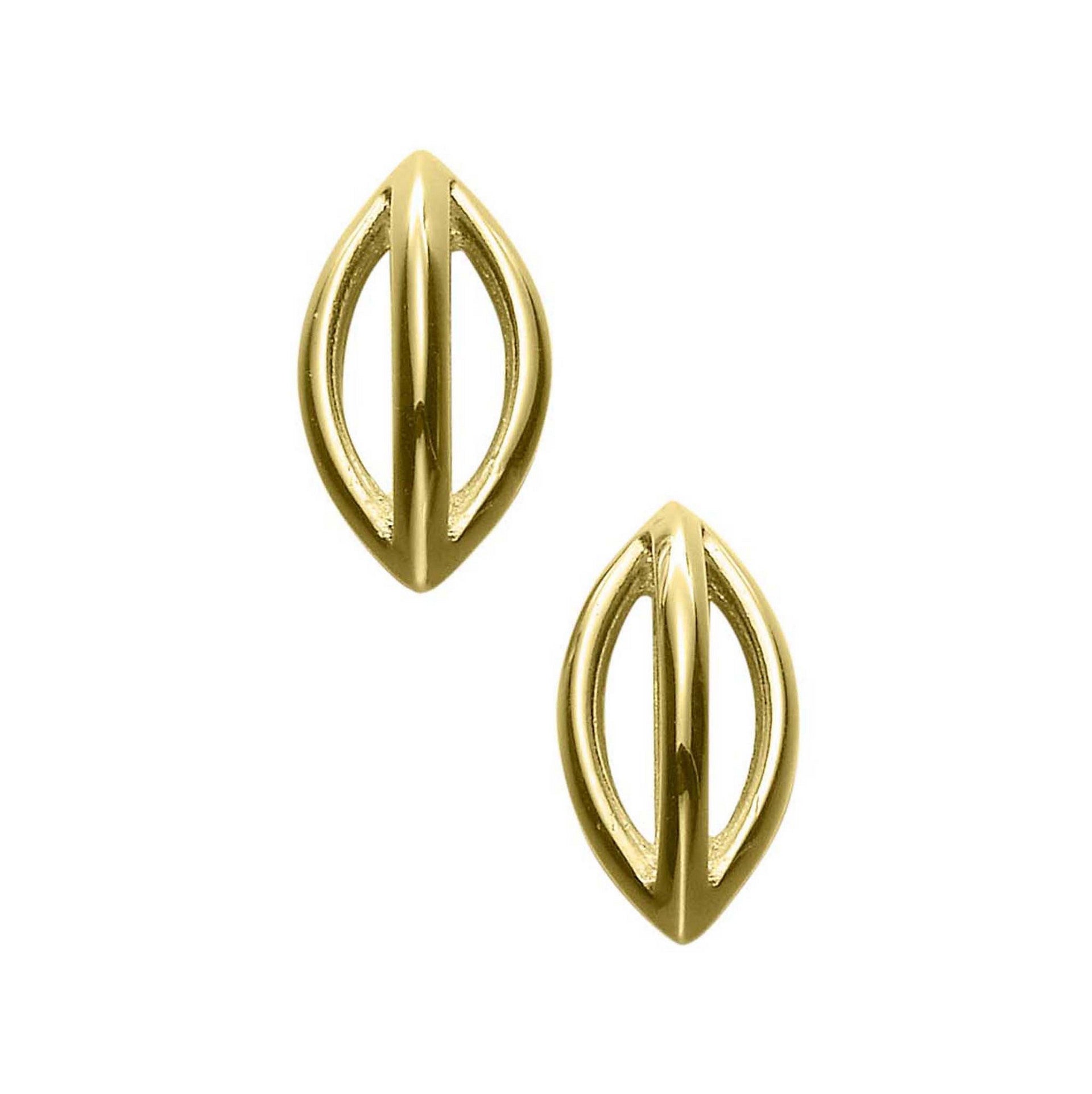 A pair of gold stud earrings with a contemporary design from the North Star Collection