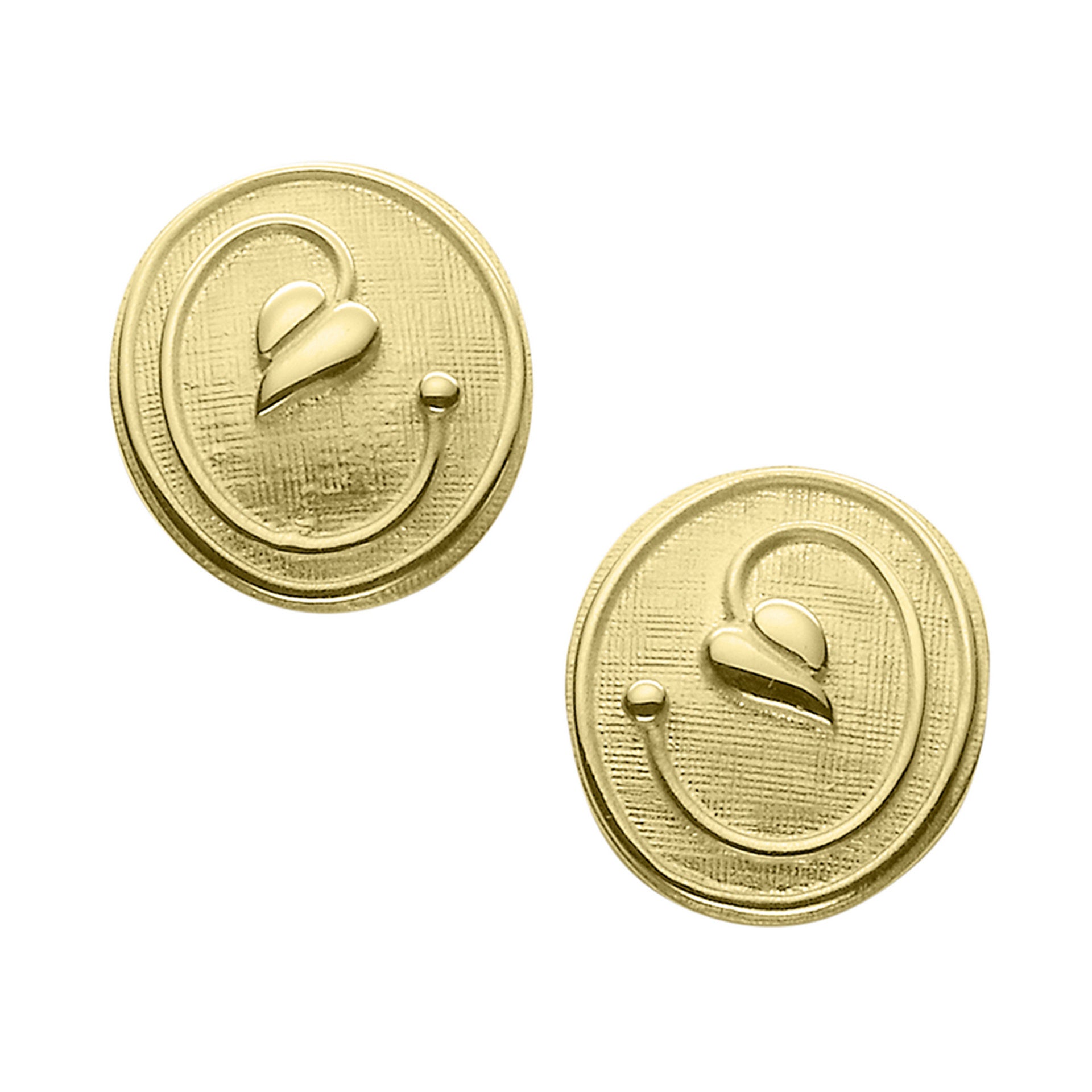 A pair of oval gold stud earrings from the Willow Collection