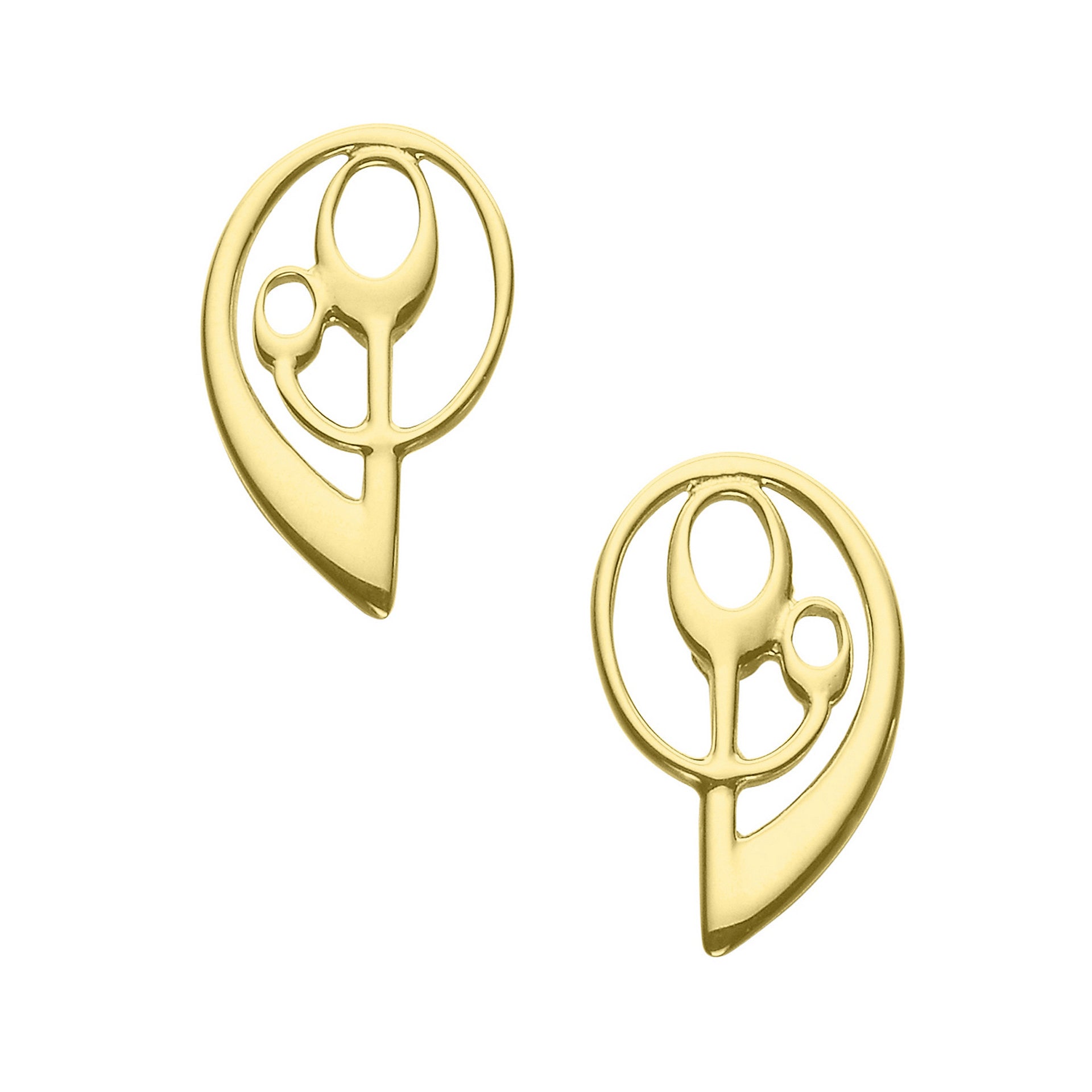 A pair of gold stud earrings with a contemporary design from the Frances Collection