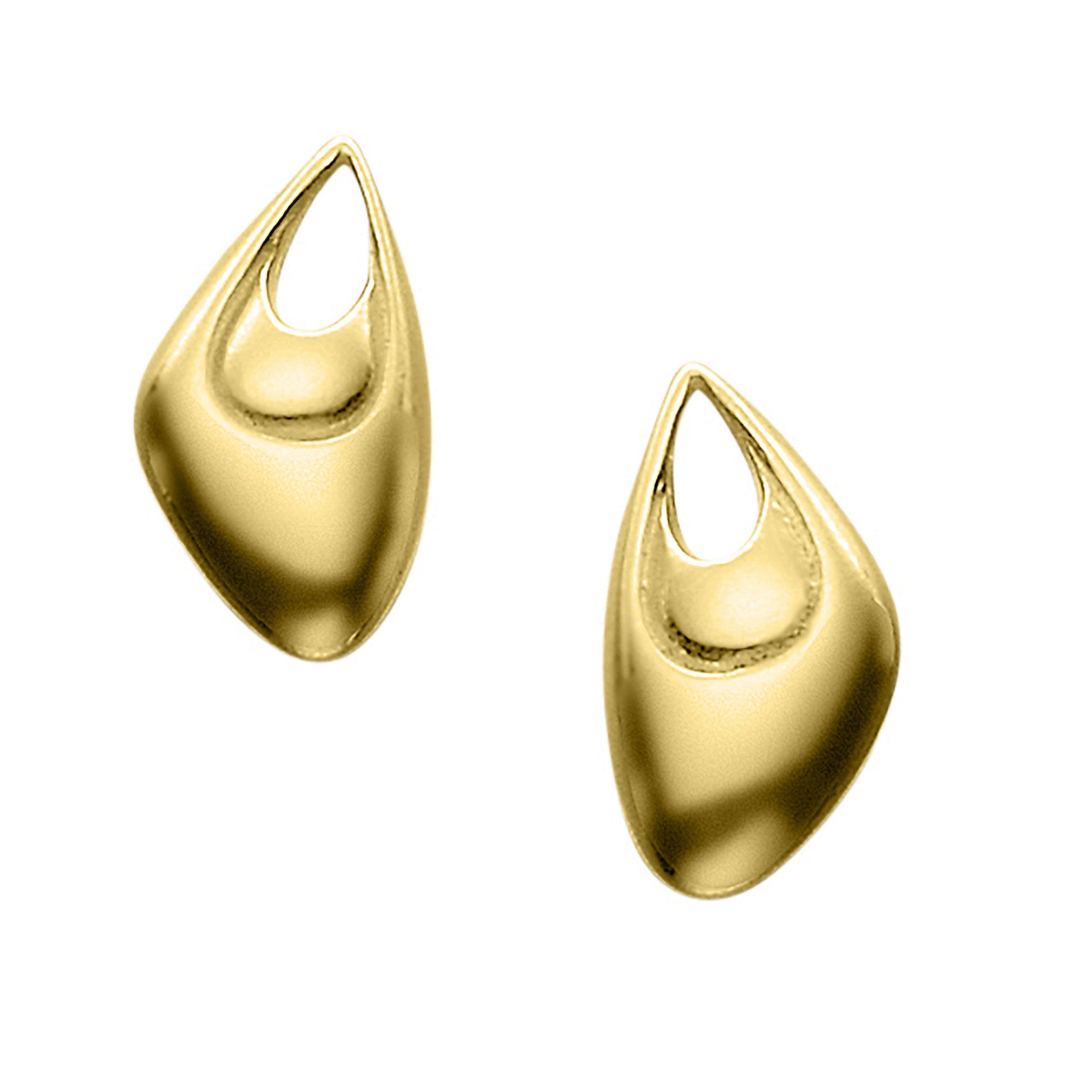 A pair of gold stud earrings with a chunky triangle design
