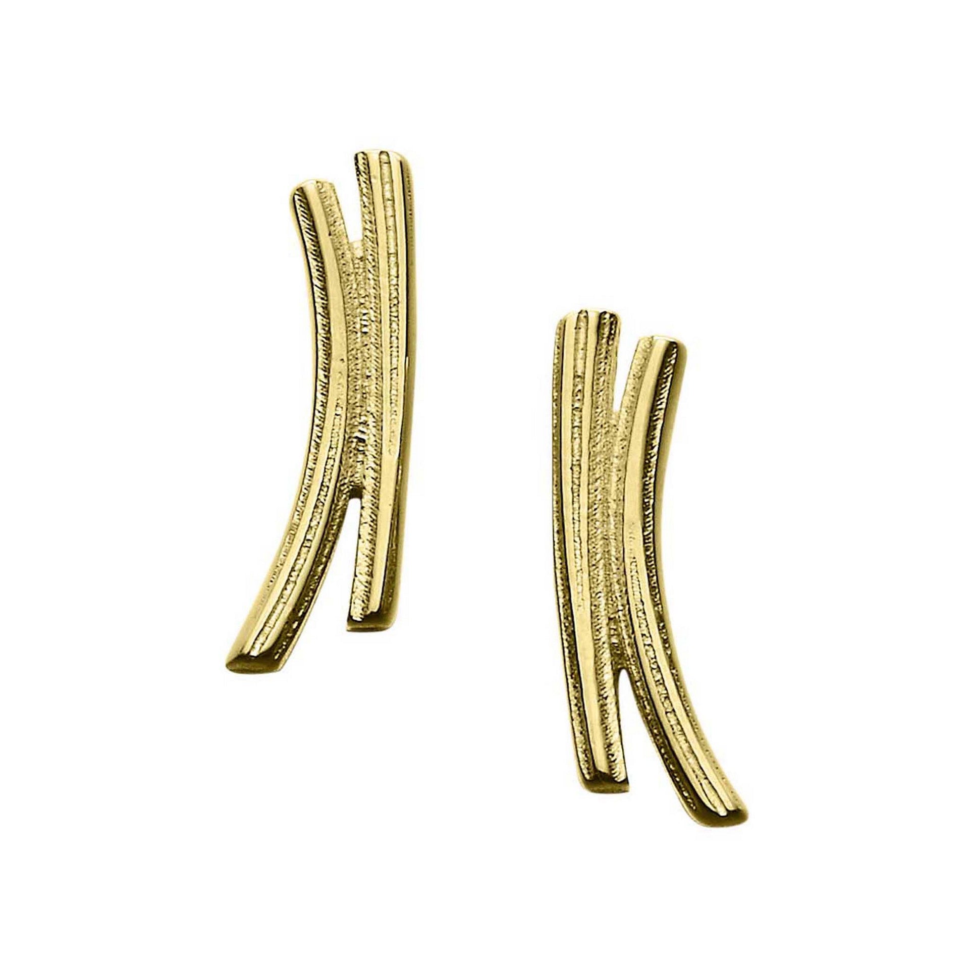 A pair of gold stud earrings