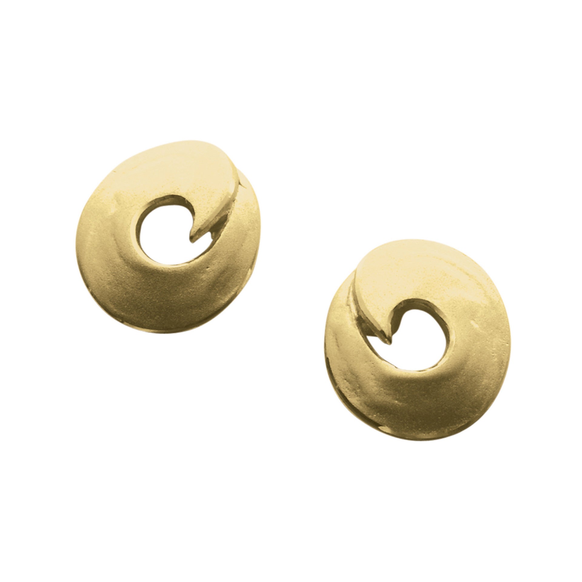 A pair of gold stud earrings from the Pool Collection