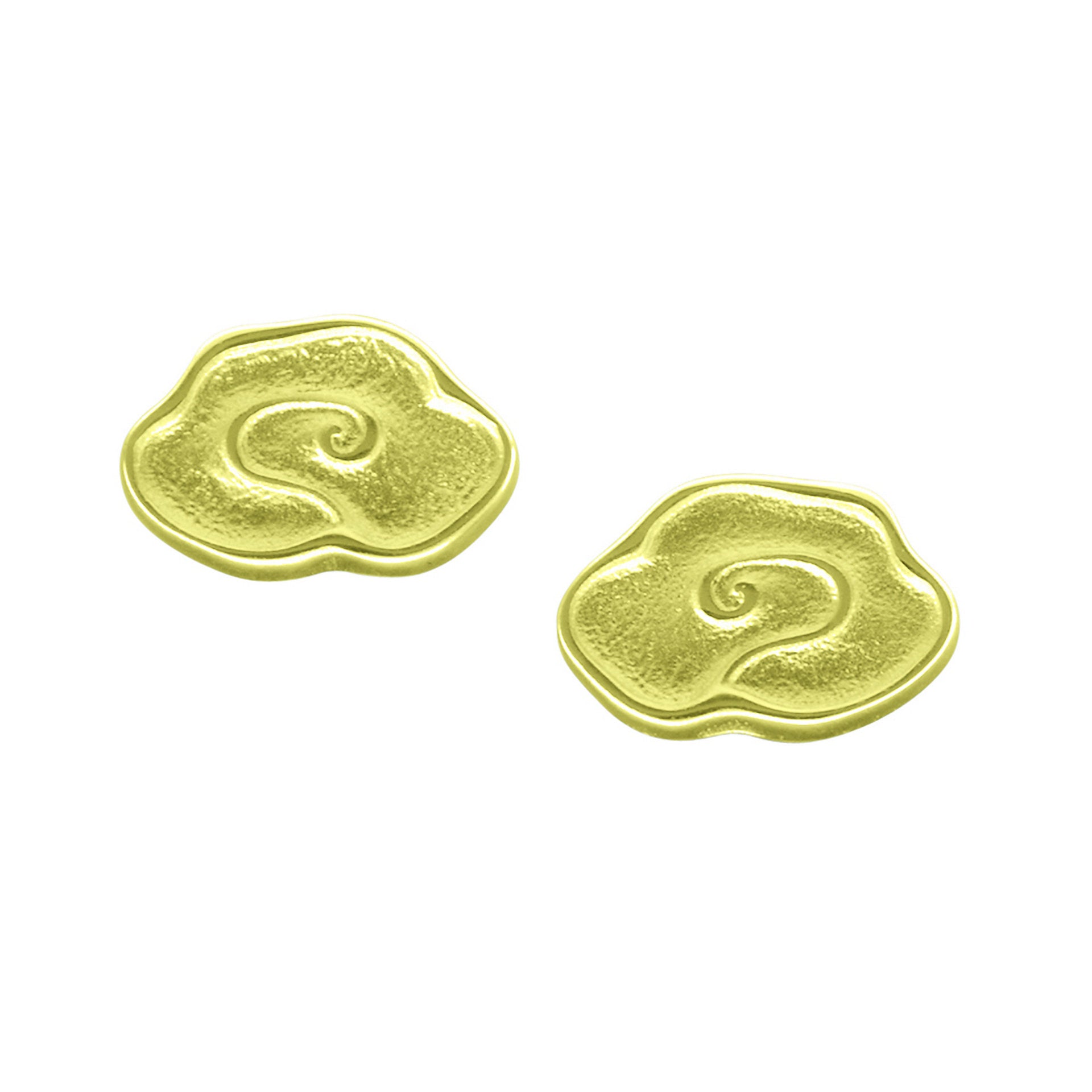 A pair of gold stud earrings with a flower design from the Happy Valley Collection