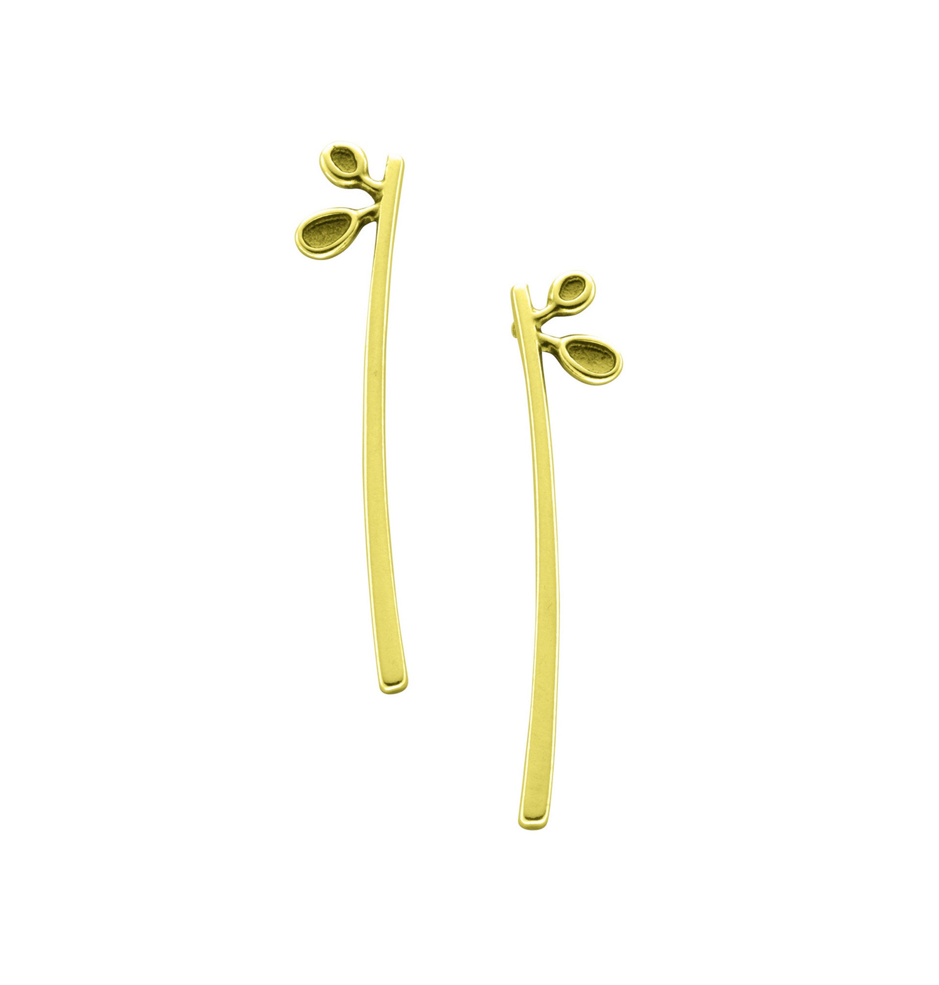 Gold drop earring with two petals design