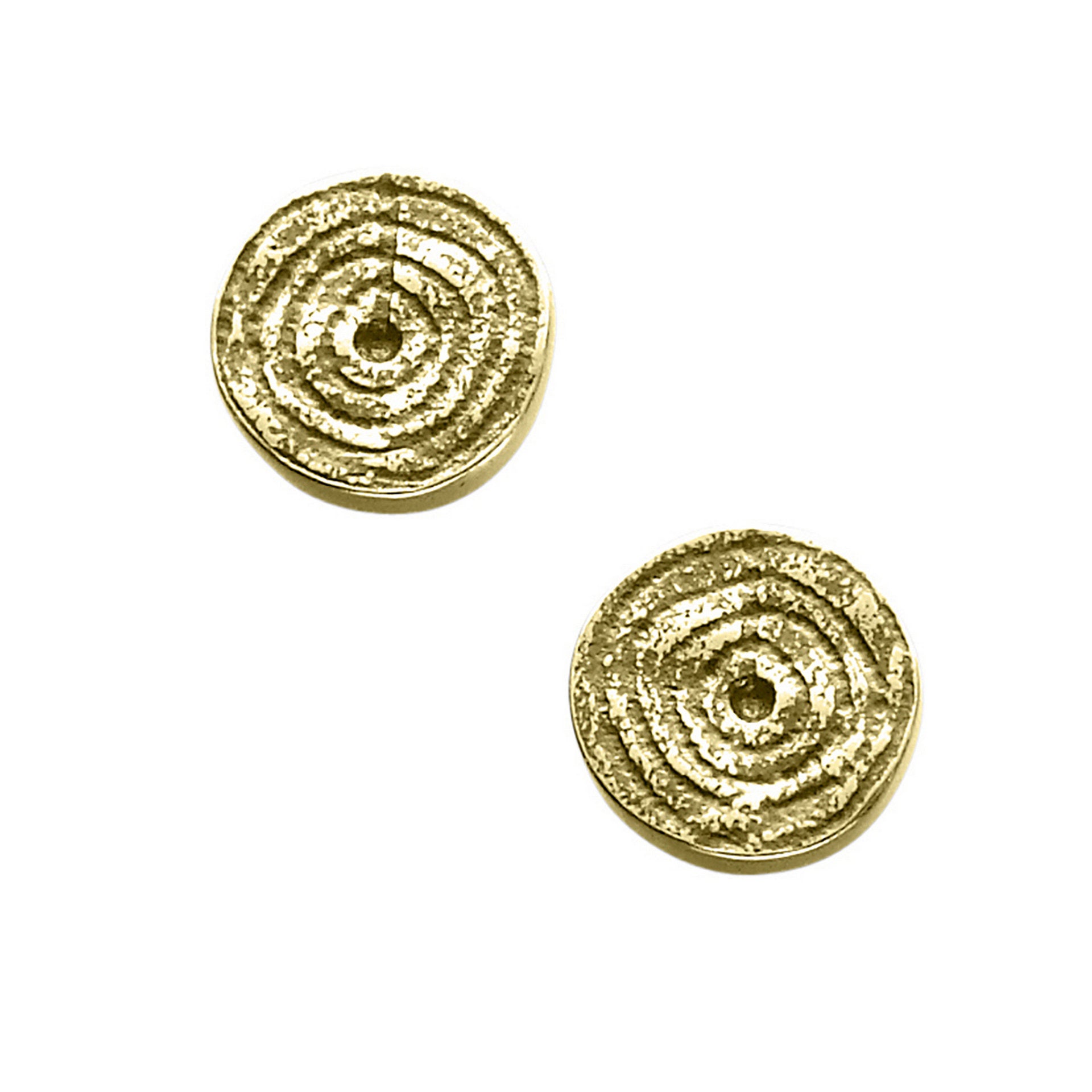 A pair of gold stud earrings with a geometric design from the Kilmartin Collection