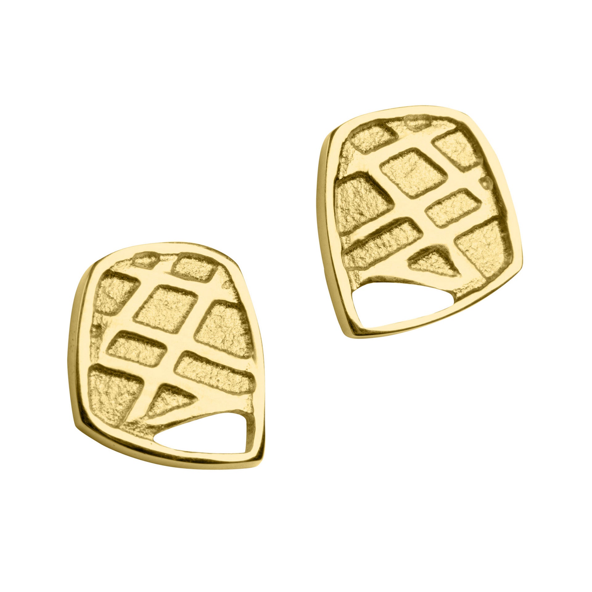 Ola Gorie silver Ness of Brodgar stud earrings, inspired by Neolithic art