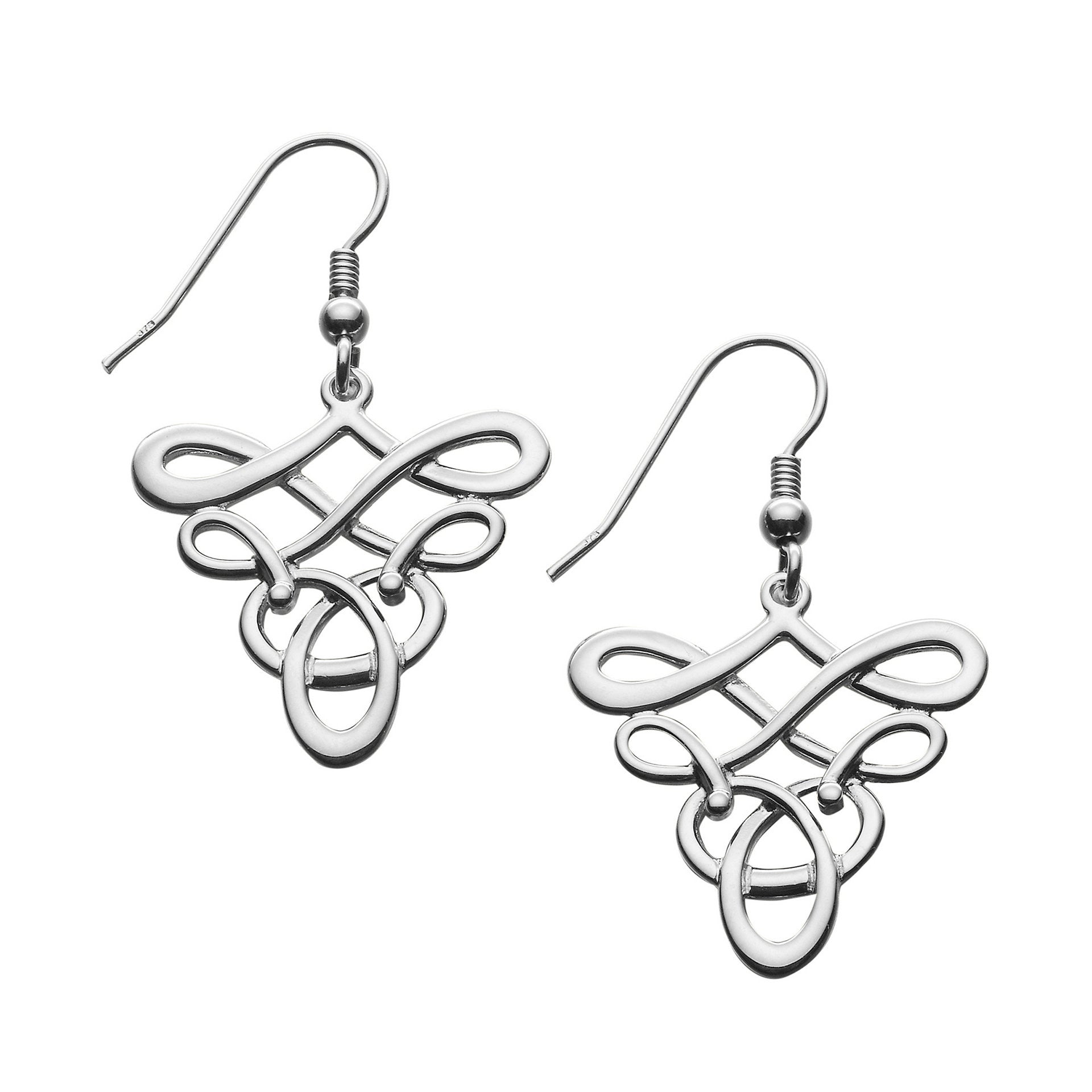 A pair of silver drop earrings from the Tudor Collection