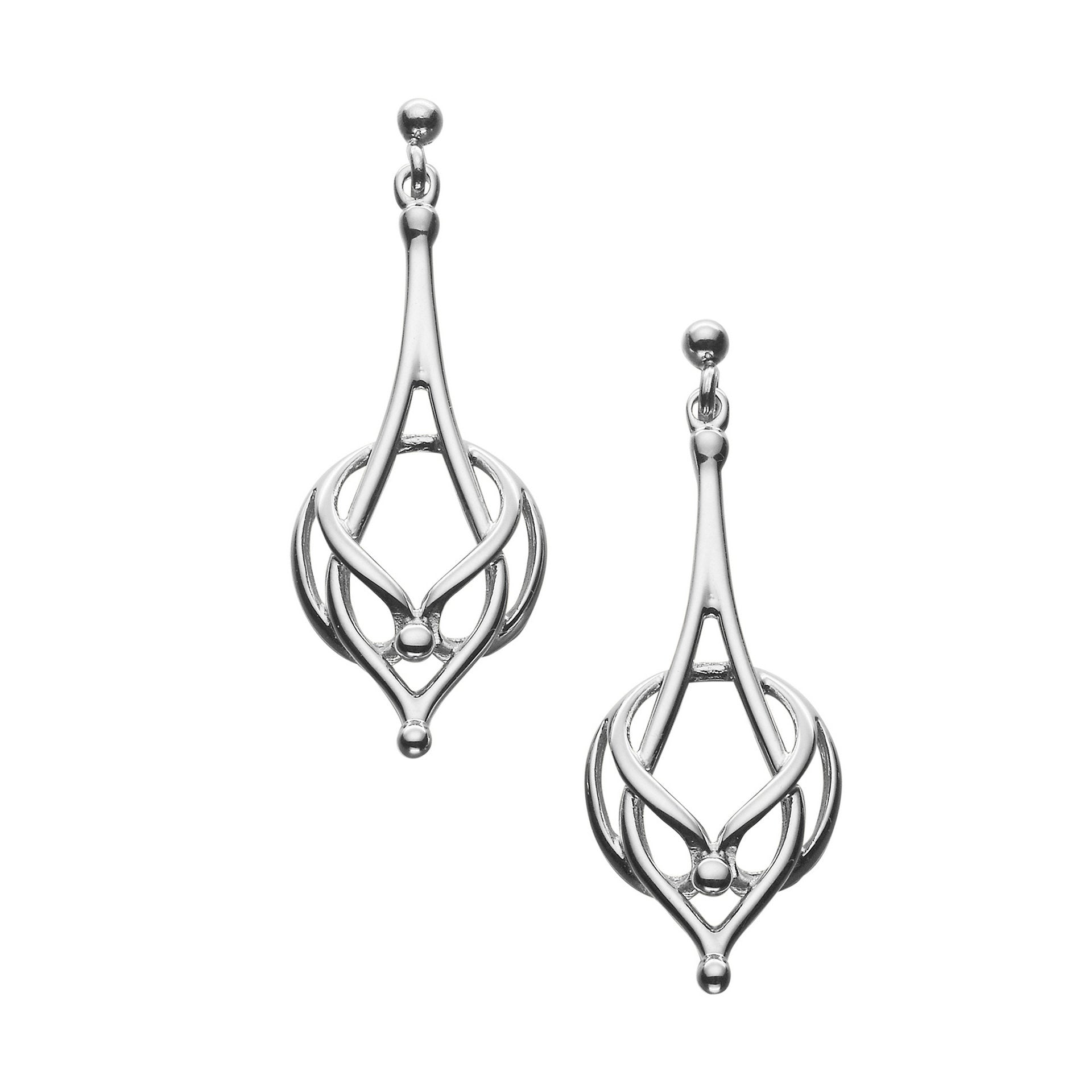 A pair of silver drop earrings with a Art Nouveau design from the Nouveau Collection