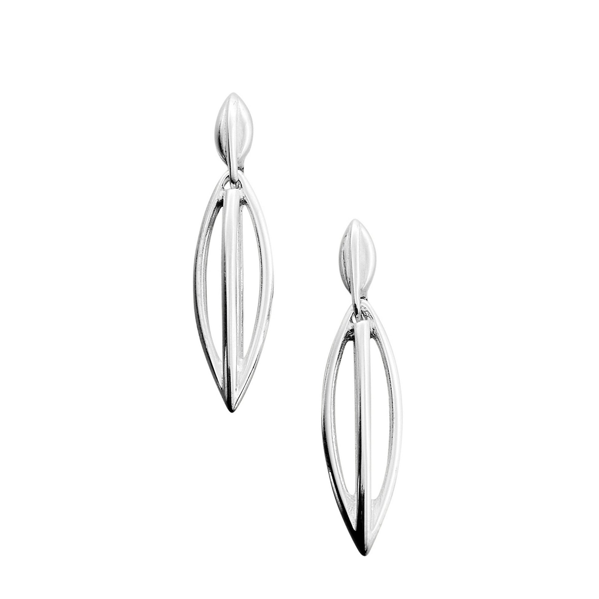 A pair of silver drop earrings with a contemporary design from the North Star Collection