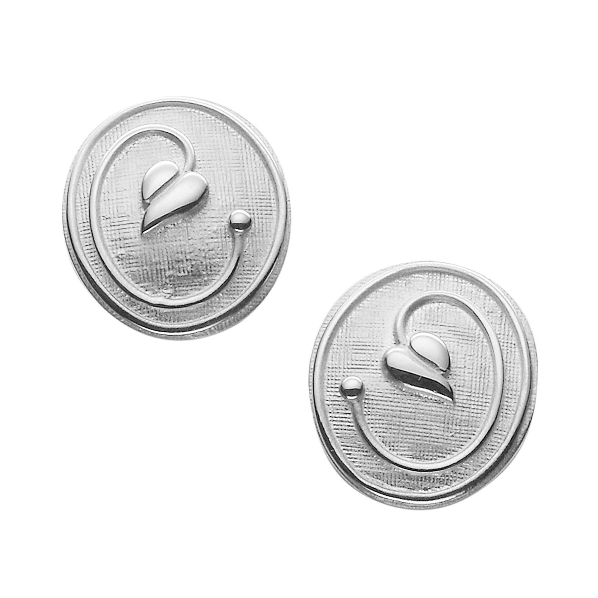 A pair of oval silver stud earrings from the Willow Collection