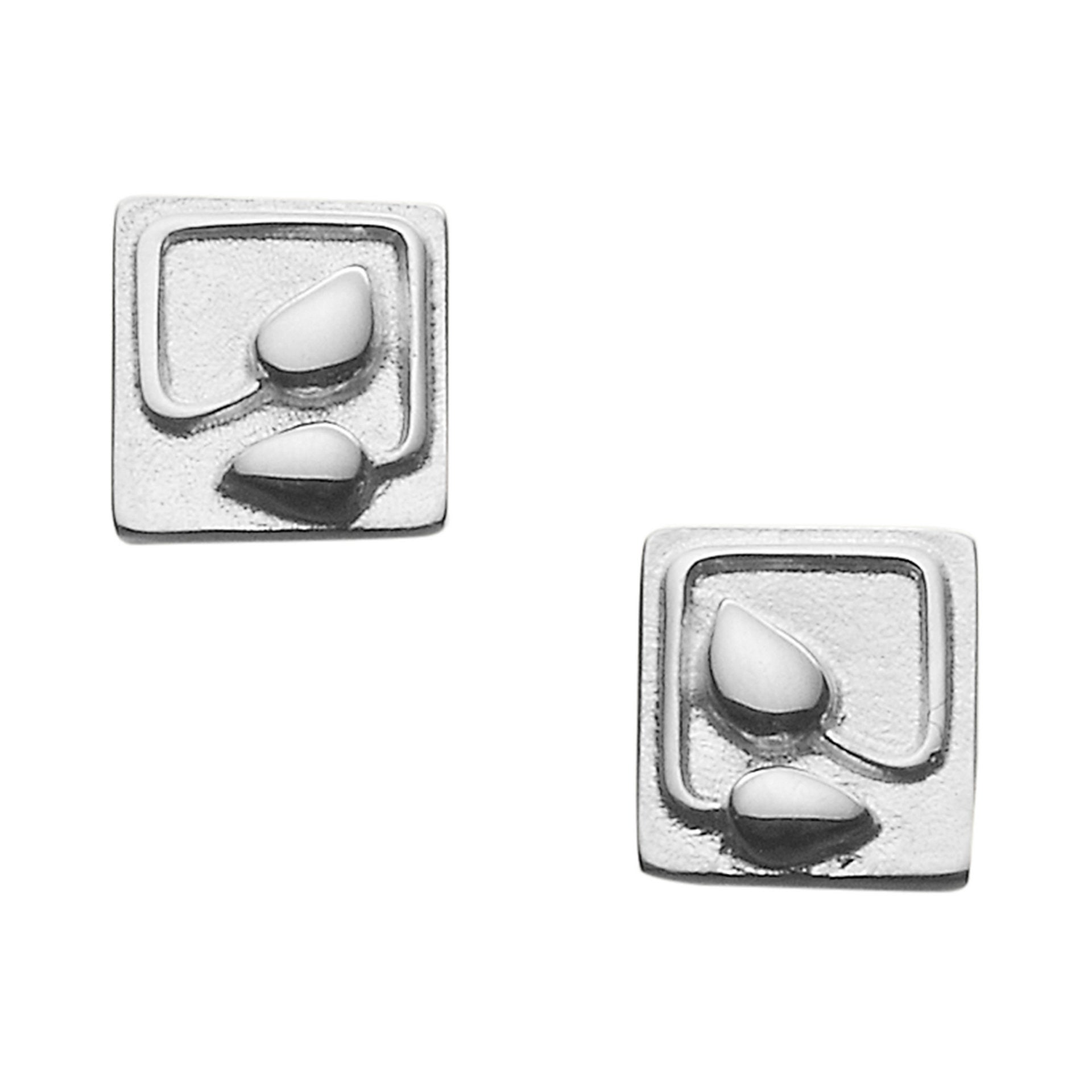 A pair of small square silver stud earrings from the Machair Collection