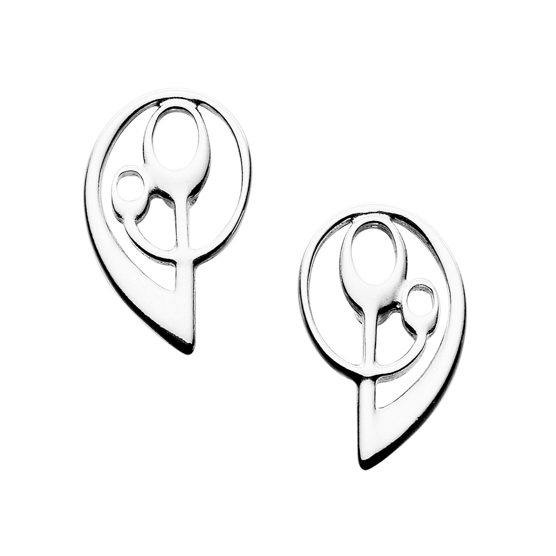 A pair of silver stud earrings with a contemporary design from the Frances Collection