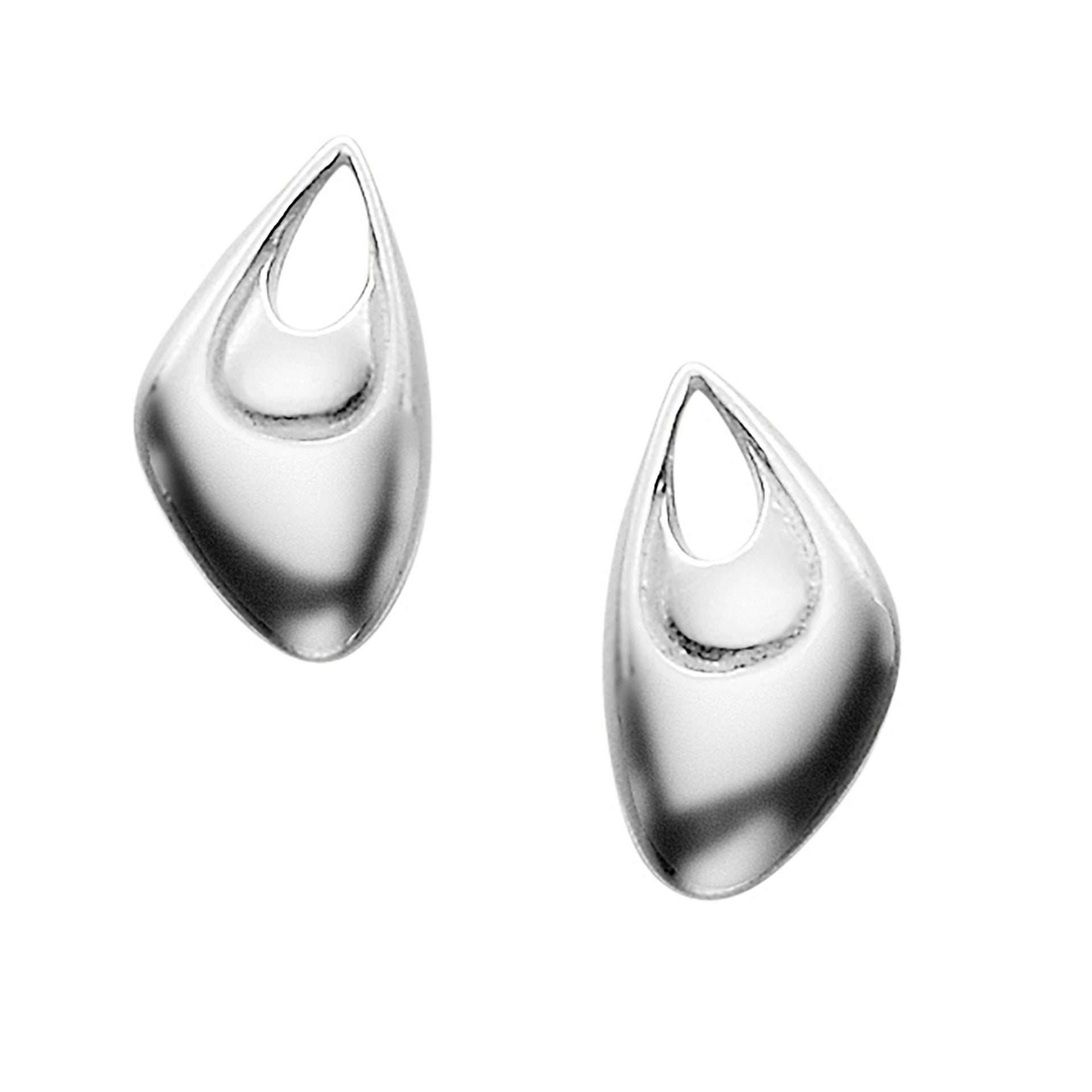 A pair of silver stud earrings with a chunky triangle design