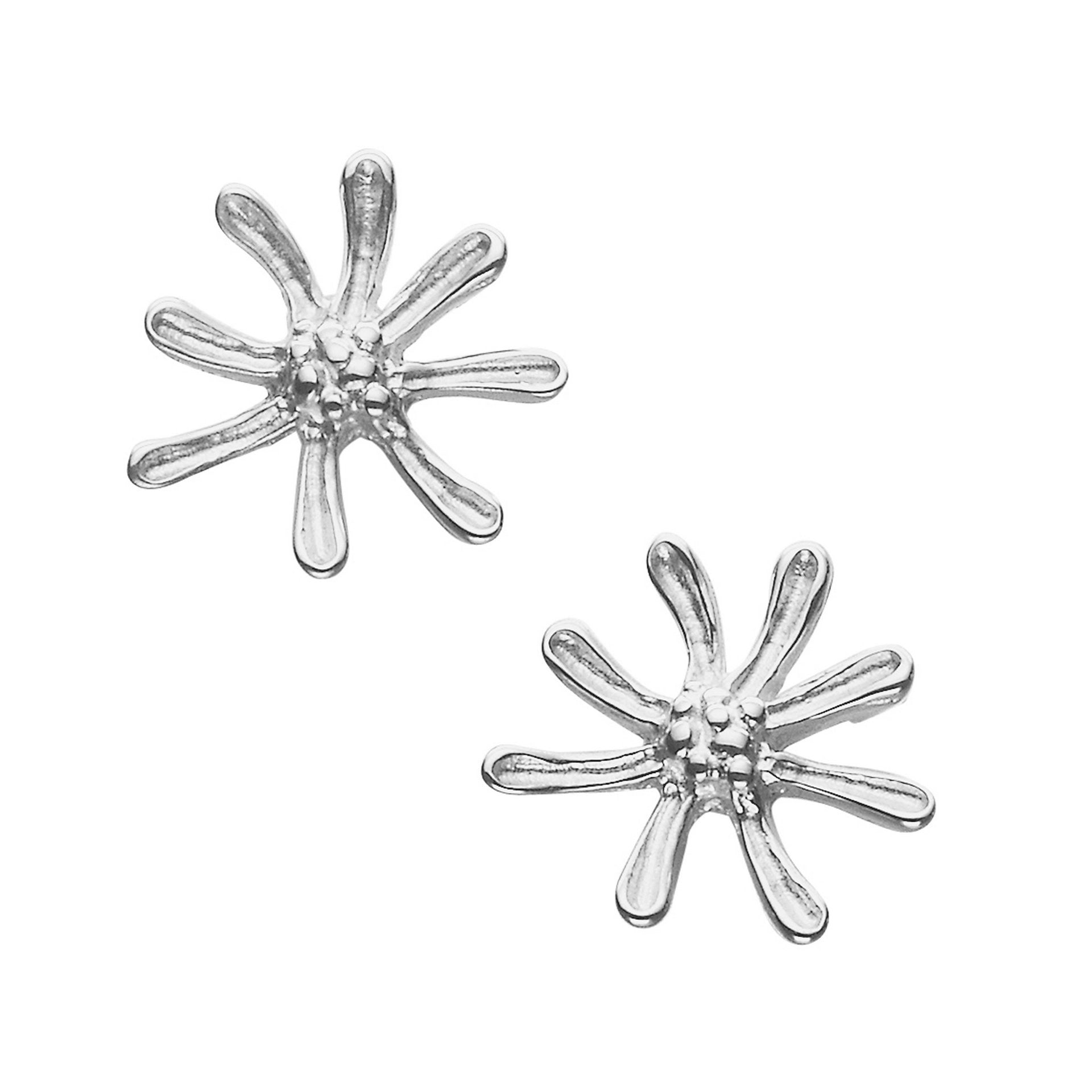 A pair of silver stud earrings with a pattern found in nature