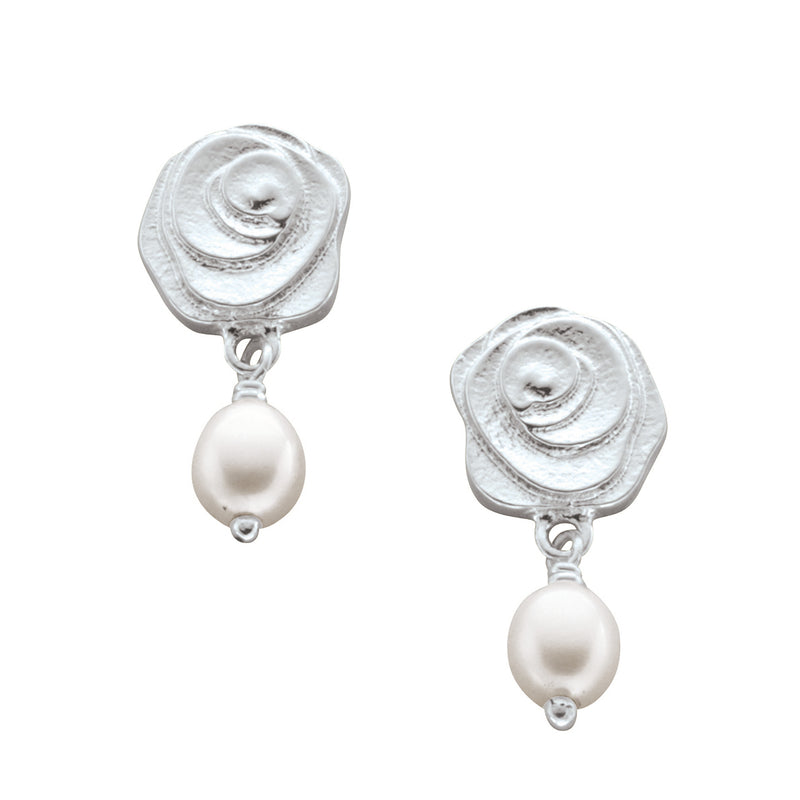 Rosebud White Pearl Earrings