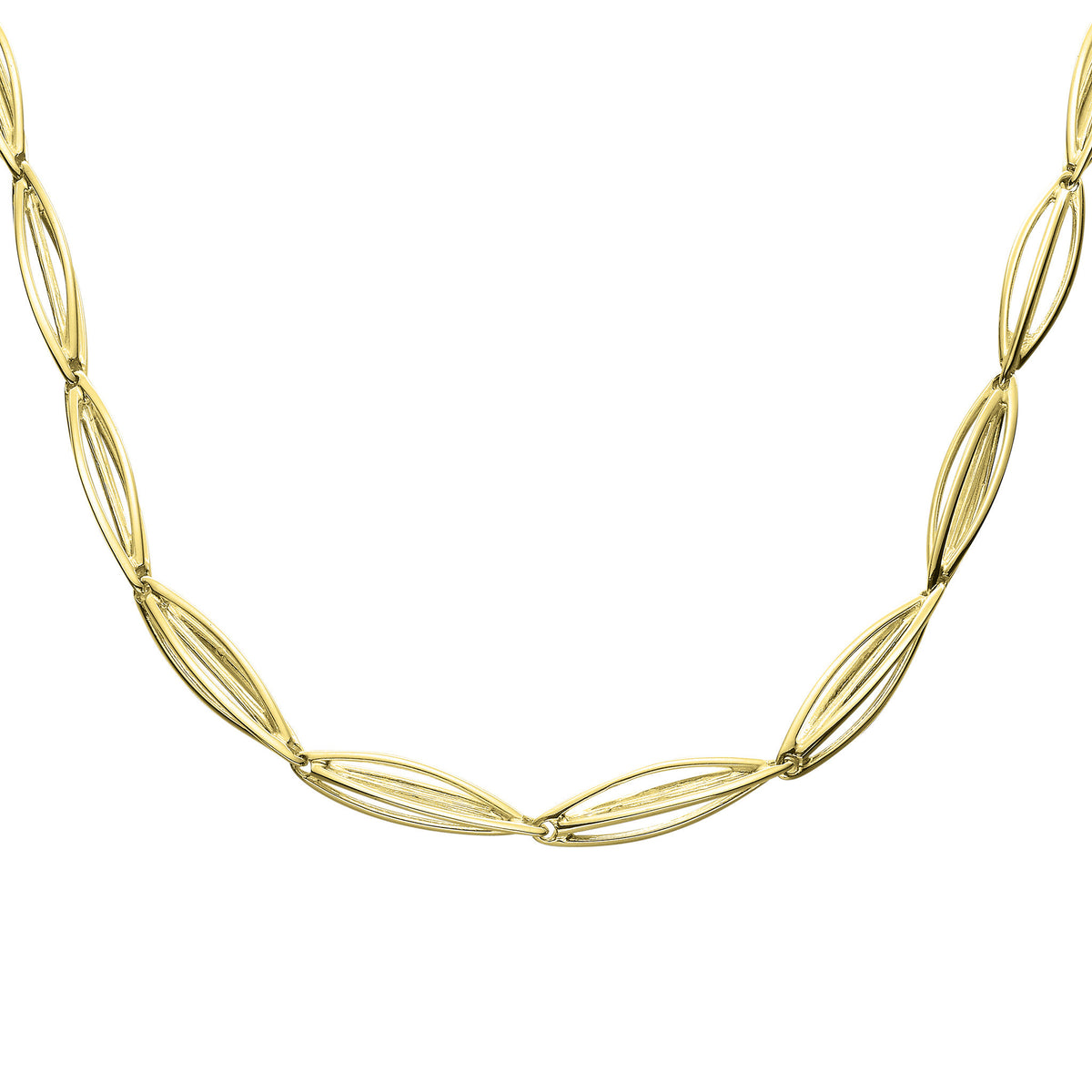 A delicate gold necklace made from elegant gold links