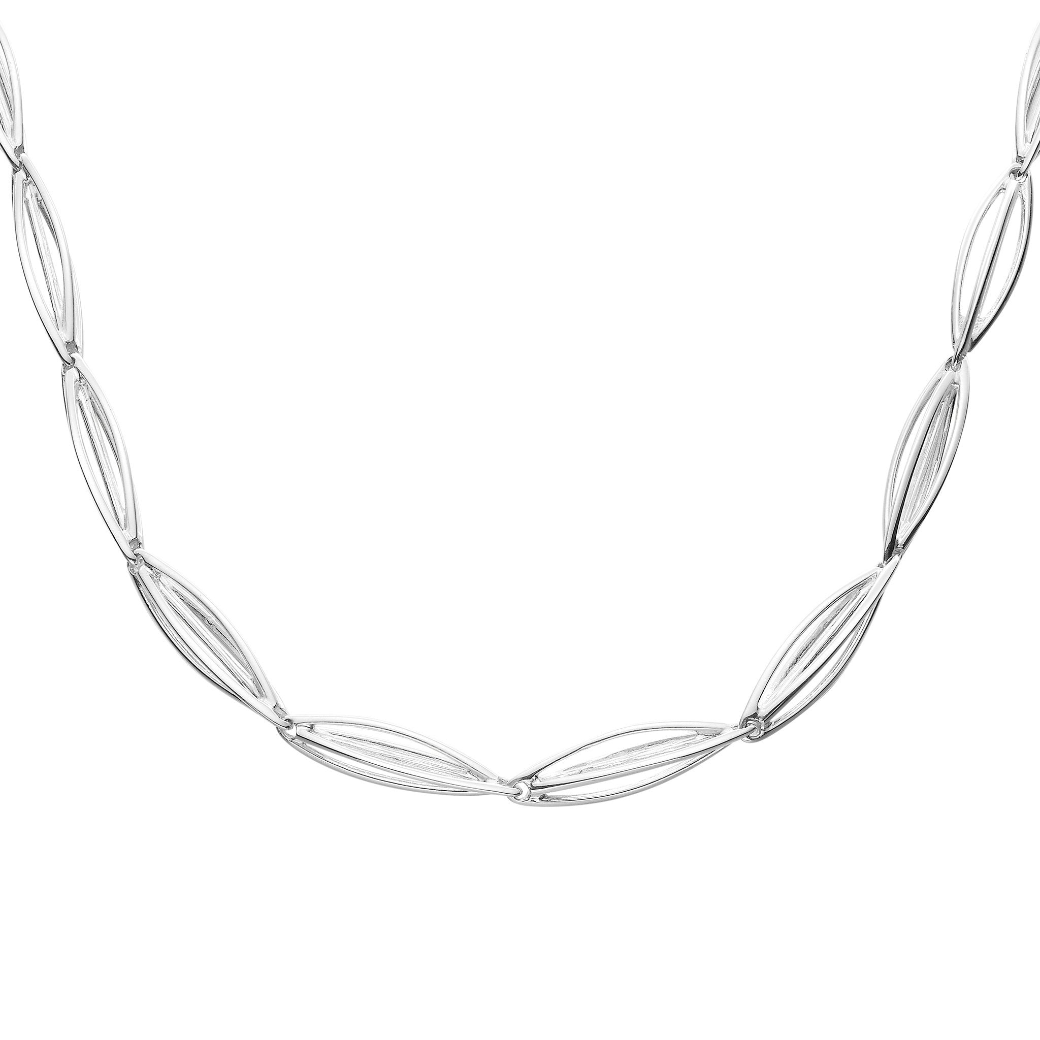 A delicate silver necklace made from elegant gold links