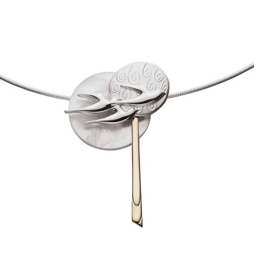 Birdland Mixed Metal Mother Of Pearl Pendant