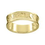 Ola Gorie gold Orkney Runic men's wedding ring