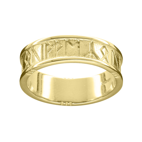 Ola Gorie gold Orkney Runic men's wedding ring