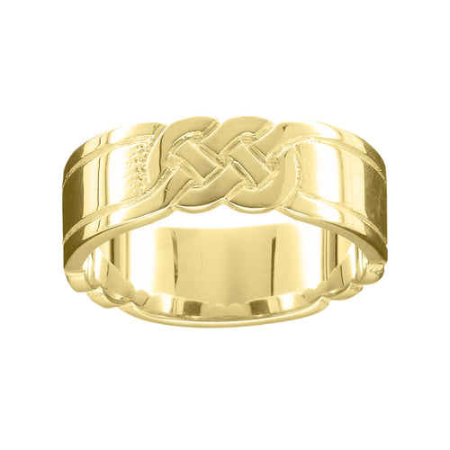 Ola Gorie gold Celtic Knot Men's ring, Scottish wedding ring