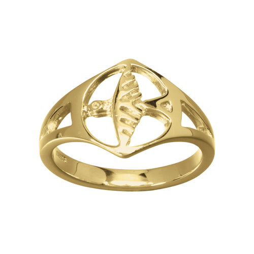 Ola Gorie gold Odin's Bird ring, Viking design