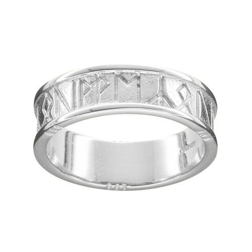 Ola Gorie silver I Love You Runic men's wedding ring