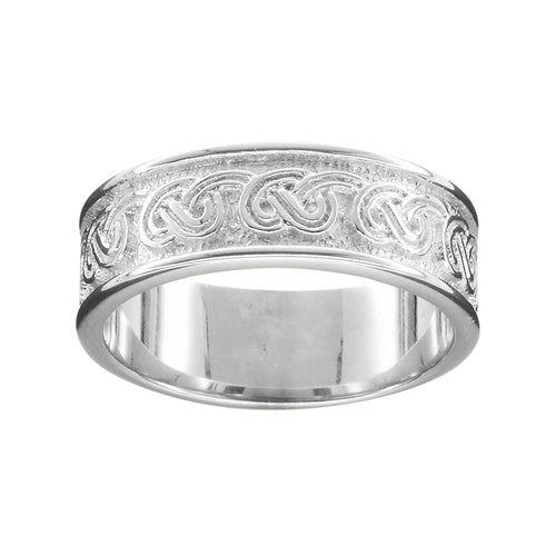 Ola Gorie silver Rackwick wedding ring, with Celtic knot patterns, men's